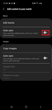 Slide Auto sync switch to activate