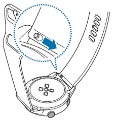 Slide band’s spring bar inwards