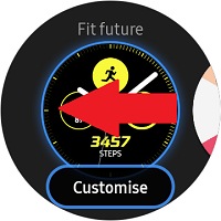 Scroll left through watch faces