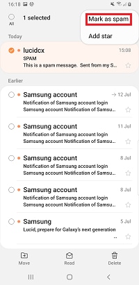 Marking as spam