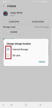 Tap SD card, move or move to SD card