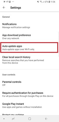 Tap auto update apps
