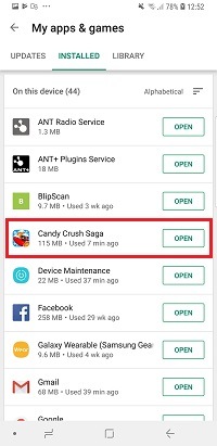 Tap the app you want to remove