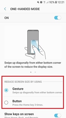 gesture or button