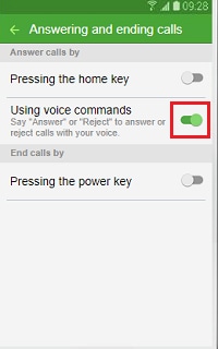 Tap Answering calls with voice or Using voice commands