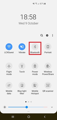 Tap the Bluetooth icon