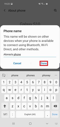 Tap Done to confirm