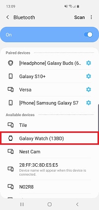 Tap the device you want to connect to