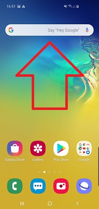 Swipe up from the homescreen to access your apps