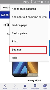 How do I clear the cache, history, or cookies on the internet browser on Galaxy device?