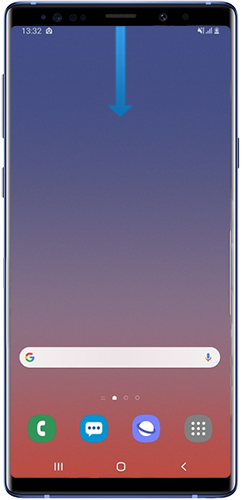 Swipe down to reveal the Notification Panel