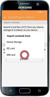 SIM card menu is selected