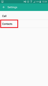 Contacts menu is selected