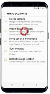Select Import/Export Contacts menu