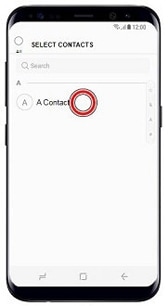 a contact is selected