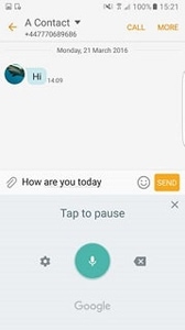 How do I send a text message by voice?