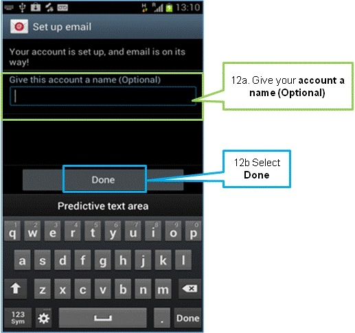 1) Input a name for your account (Optional) 2) Select Done