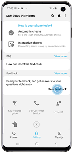 Tap Send Feedback option