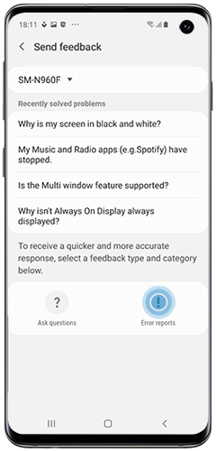 Tap Send Error Report option