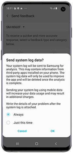 Choose frequency to send system data