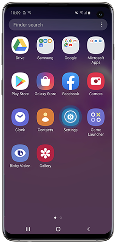View main menu on Samsung Galaxy