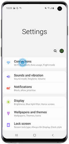 Open Settings menu on Samsung Galaxy