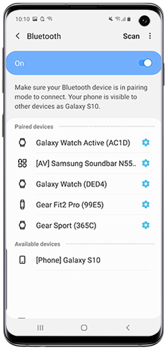 View devices available to pair via Bluetooth