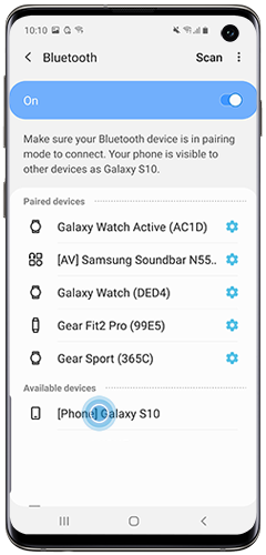 Select device to pair via Bluetooth