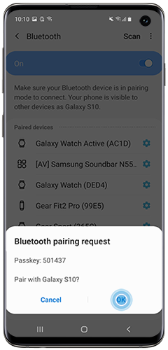 Accept request to pair via Bluetooth
