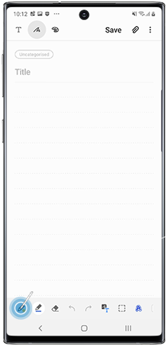 Tap the Pen icon, then the Favourite pen icon