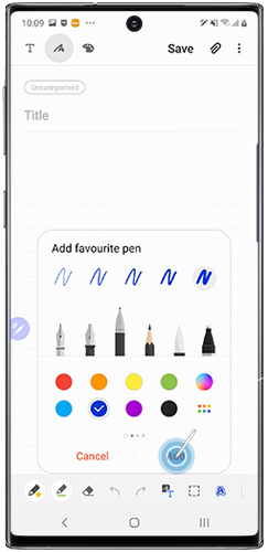Select pen style then tap add