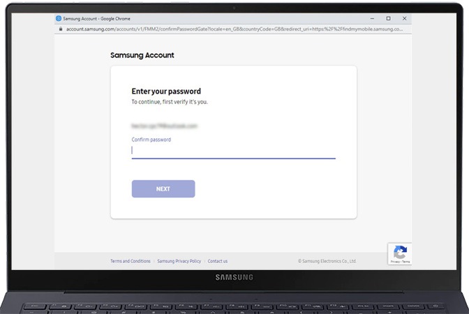 Enter your Samsung Account password to confirm