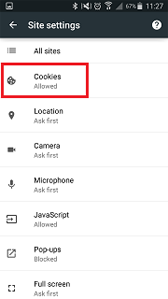 What are cookies, and how do I enable or disable them on my Samsung Galaxy device?