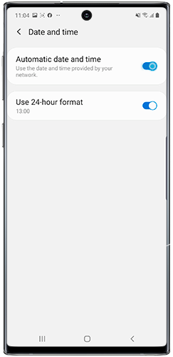 Tap to activate Automatic date and time on a Galaxy smartphone