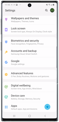 Tap to enter Apps menu on a Galaxy smartphone