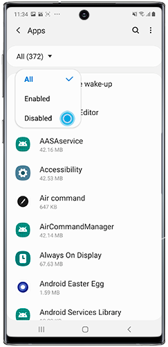 Tap to reveal the drop down menu, then tap Disabled