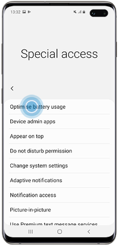 Find Optimise battery usage in Settings