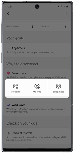 Select or create a new focus mode in One UI 2