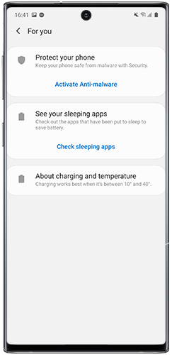 Useful tips for Device Care available with One UI 2