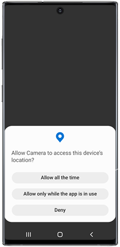 Permission request will pop up from the bottom of the screen with One UI 2