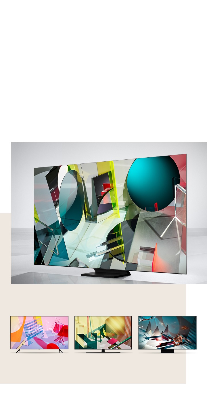 Various Samsung QLED TV models, including Q60T, Q70T, Q800T and Q950T, are showing clear picture quality.