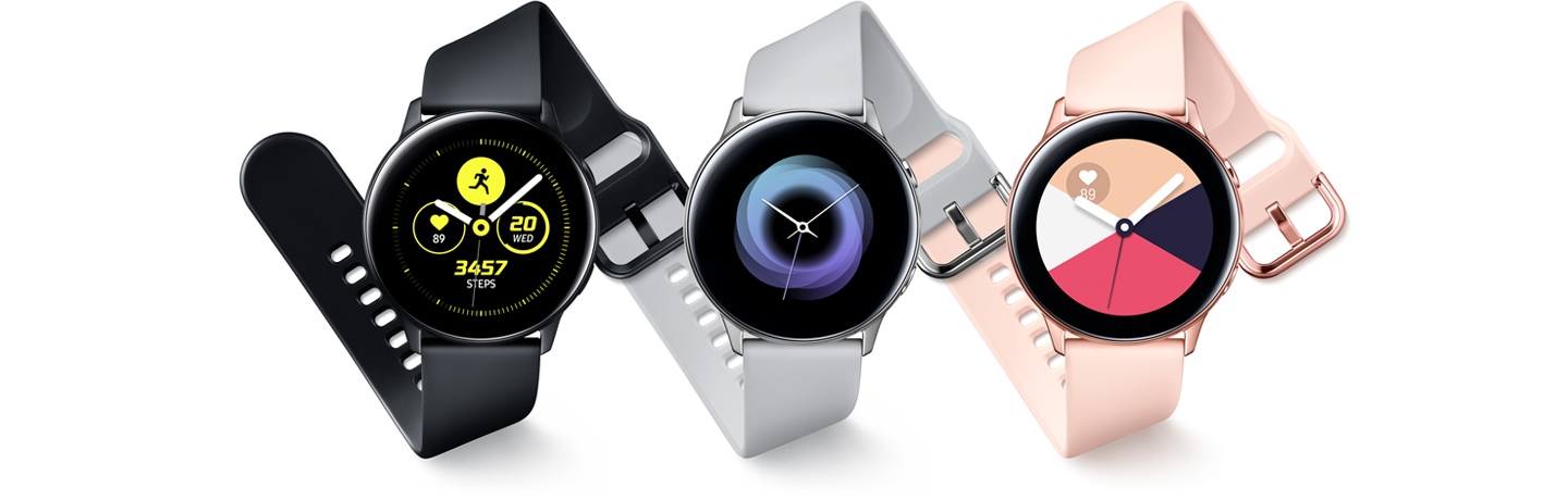 galaxy watch active black, silver, rose-gold, green