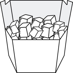 inspect the ice bucket and ice cubes