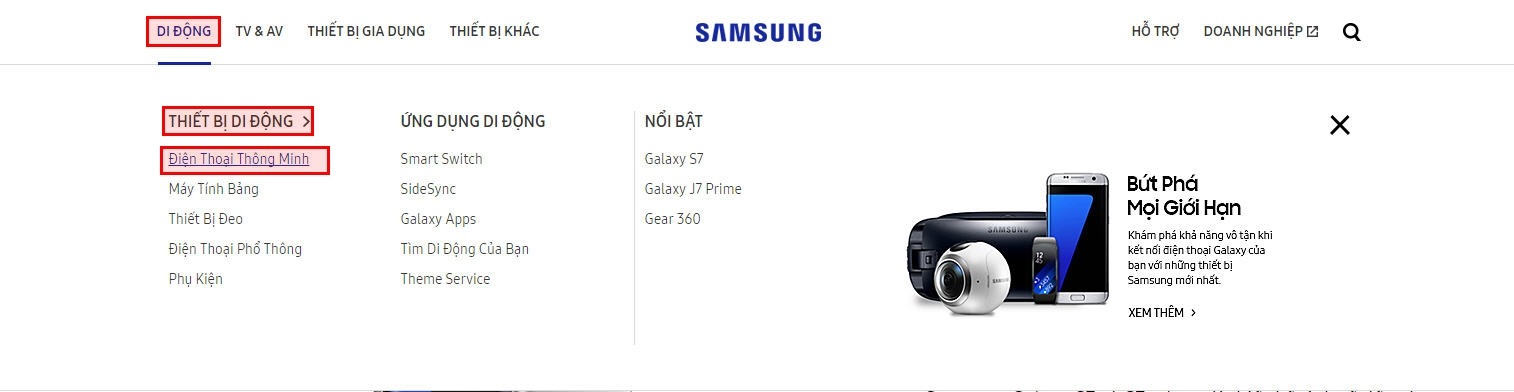 sub menus area on global navigation bar