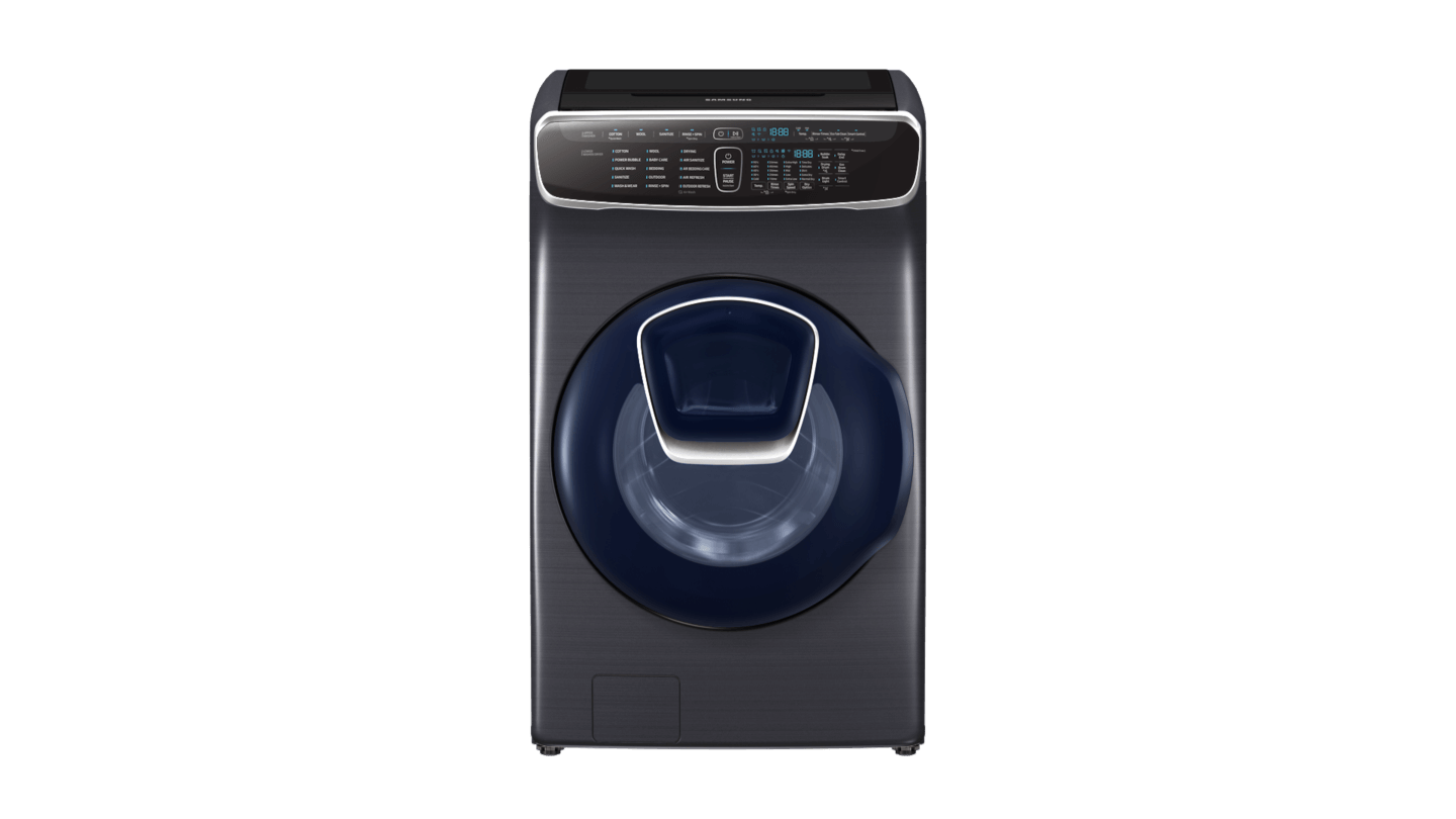 An interactive image provides a three hundred and sixty degree view of the washer machine.