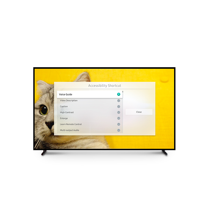 The Voice Guide function is highlighted in the Accessibility Shortcut screen.