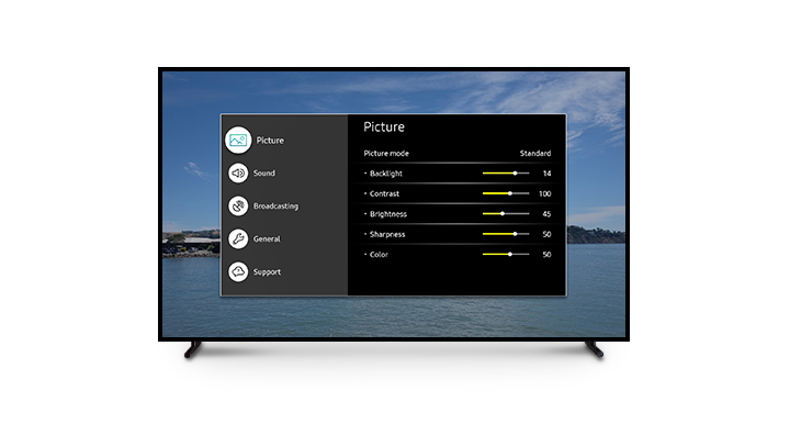 A menu screen with the High Contrast feature enabled is shown.