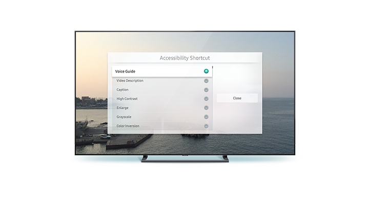 The Accessibility Shortcuts menu lists various Accessibility features.