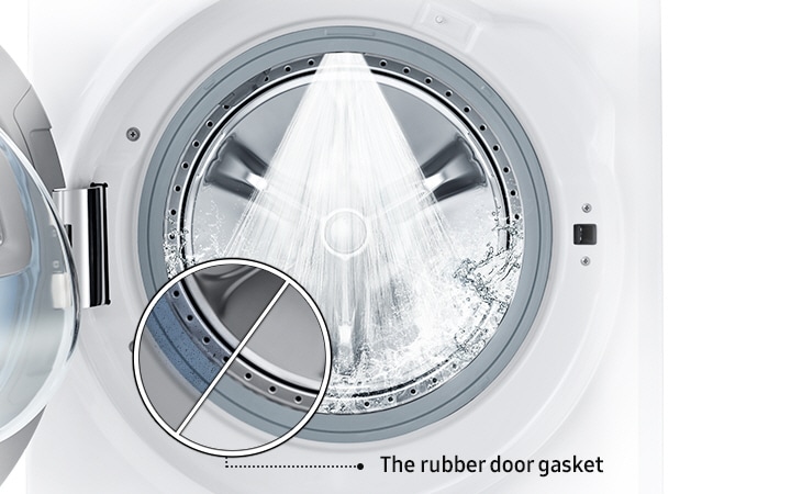 Samsung washer with water jet technology activates Eco Drum Clean that can be washing machine drum cleaner to keep washing machine clean.
