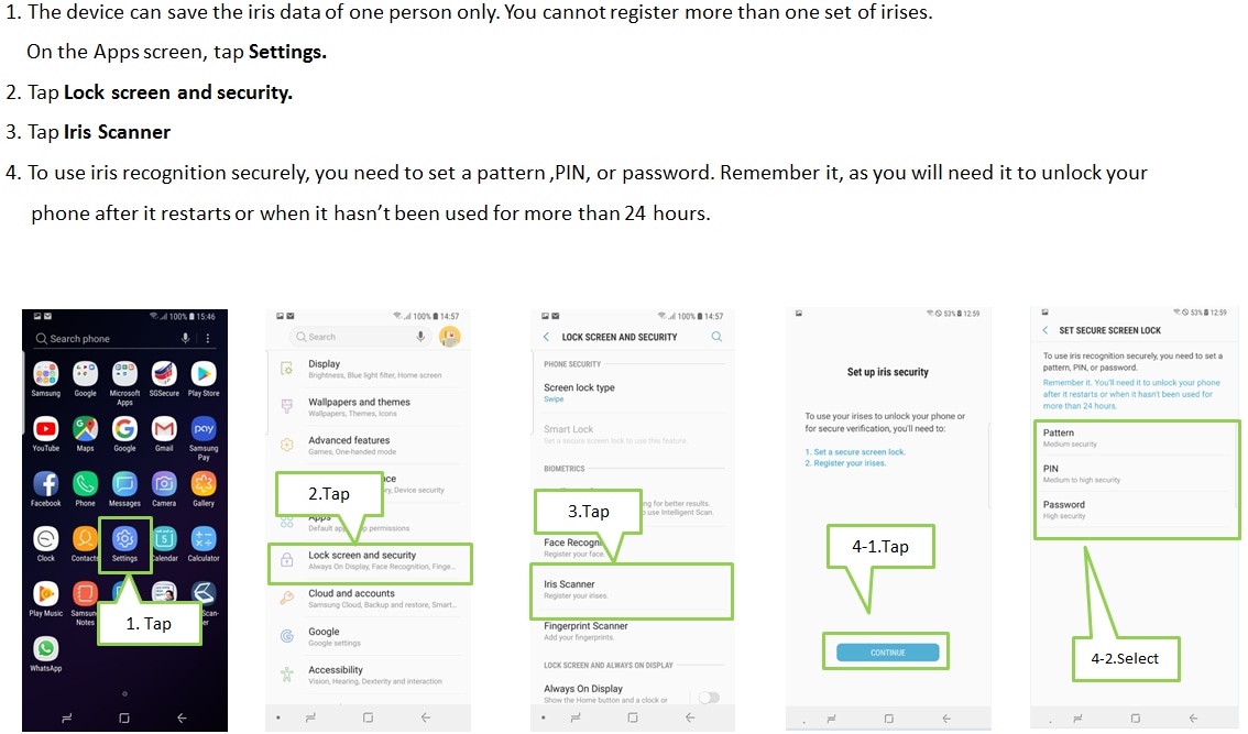 How do I register my Iris for Iris recognition on lock screen ?